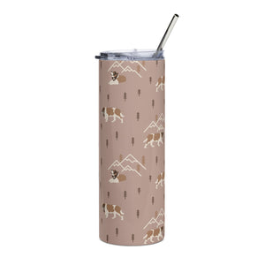 Pink Minimal Mountain Stainless Steel Tumbler + Straw - Lucy + Norman