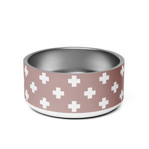 Pink Swiss Cross Dog Bowl - Lucy + Norman