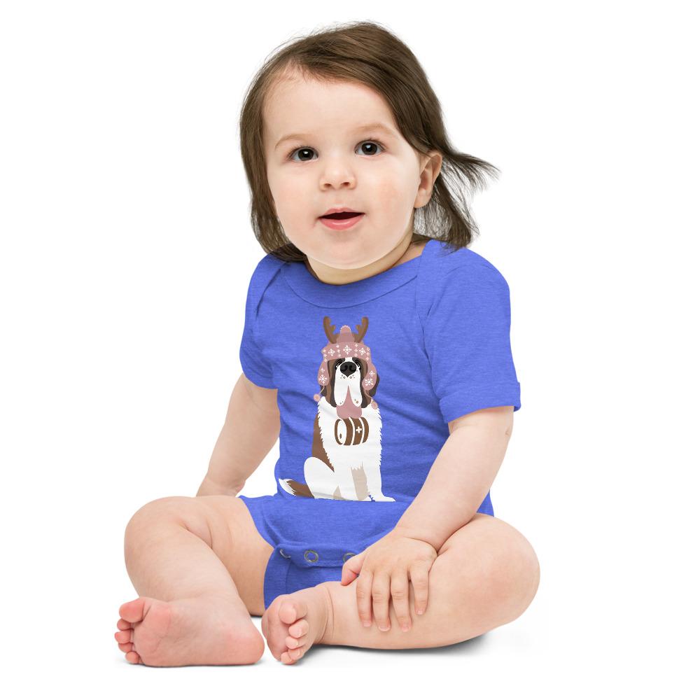 Reindeer Hat St Bernard Baby Bodysuit - Lucy + Norman