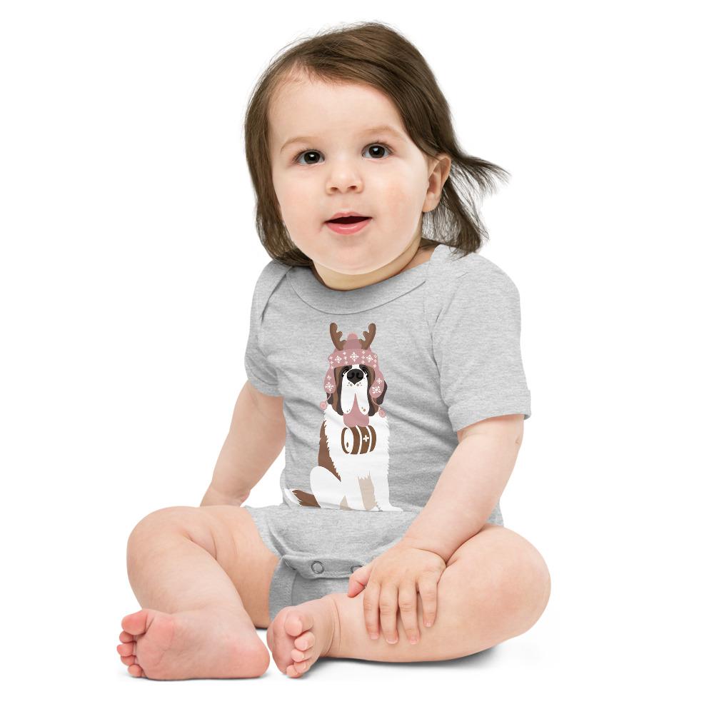 Reindeer Hat St Bernard Baby Bodysuit - Lucy + Norman