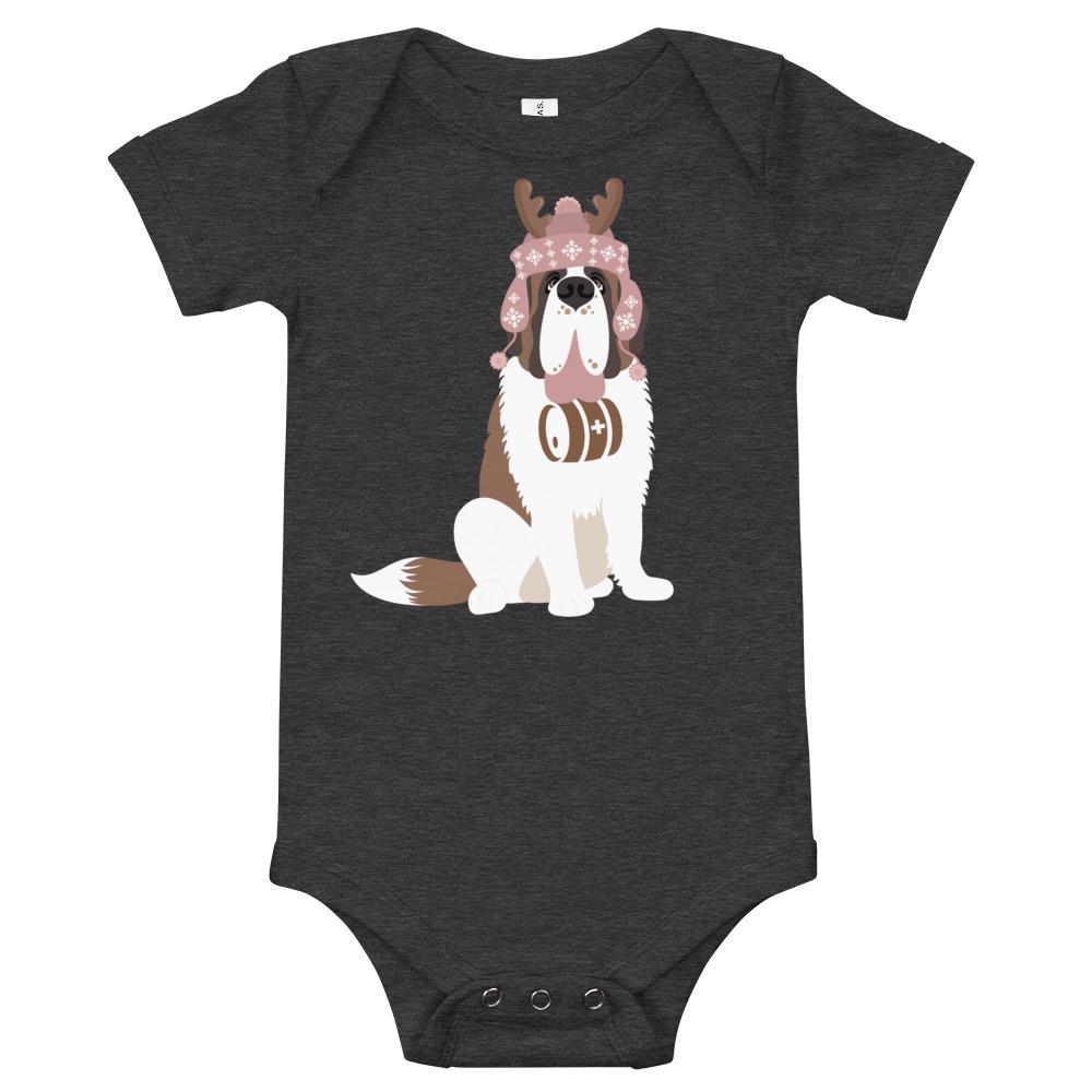 Reindeer Hat St Bernard Baby Bodysuit - Lucy + Norman