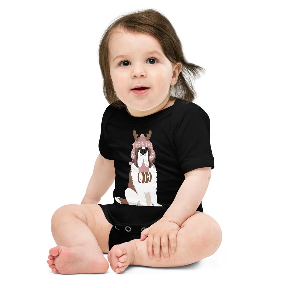 Reindeer Hat St Bernard Baby Bodysuit - Lucy + Norman