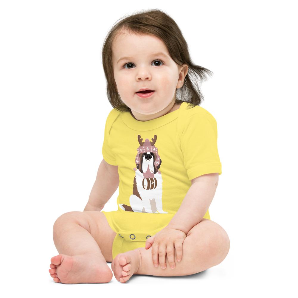 Reindeer Hat St Bernard Baby Bodysuit - Lucy + Norman