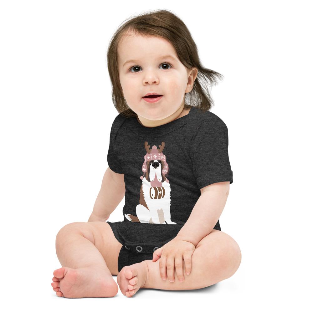 Reindeer Hat St Bernard Baby Bodysuit - Lucy + Norman