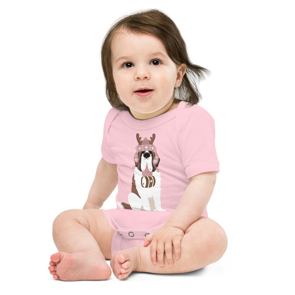 Reindeer Hat St Bernard Baby Bodysuit - Lucy + Norman