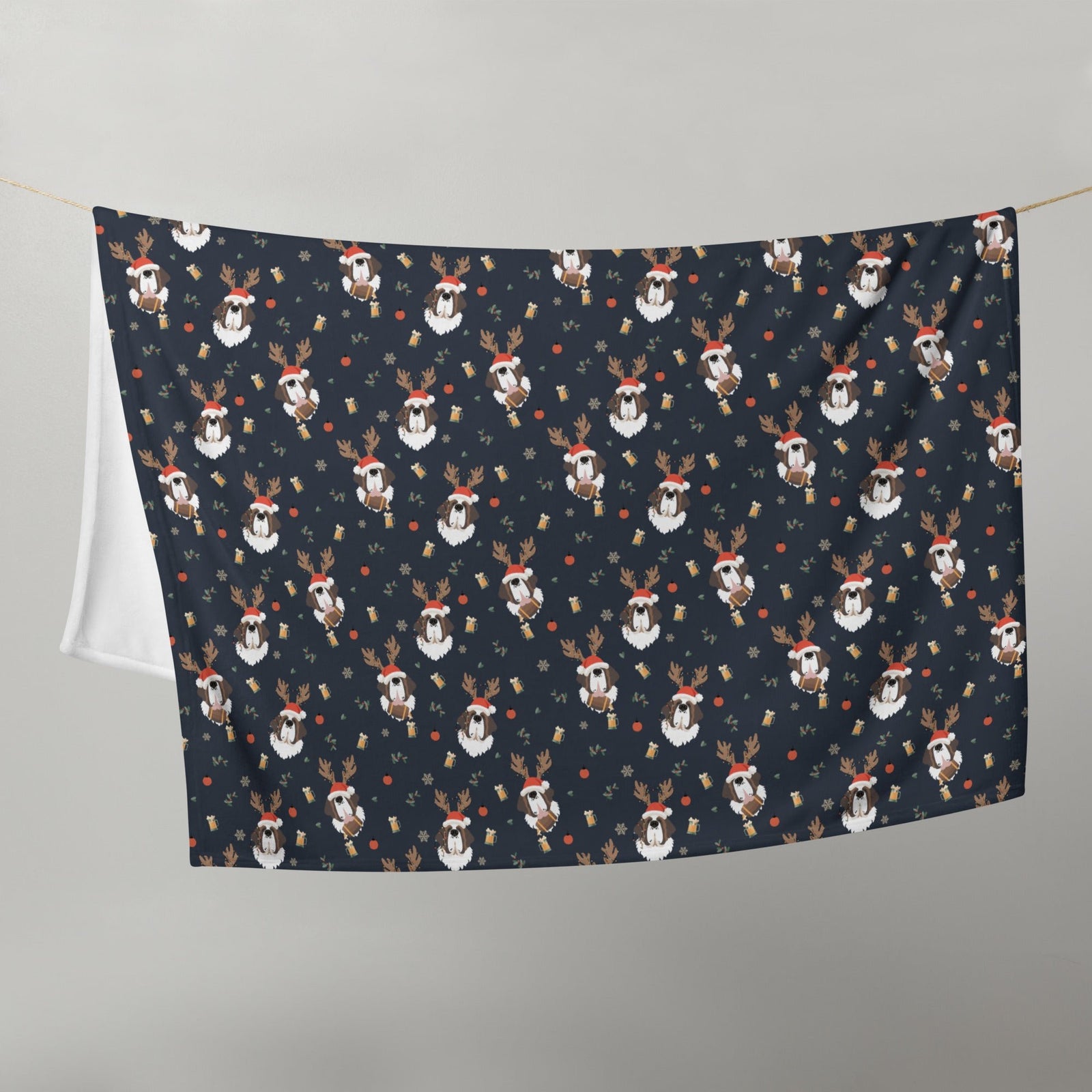 Reindeer Saint Bernard Dog Christmas Wrapping Paper Sheets by Lucy + Norman