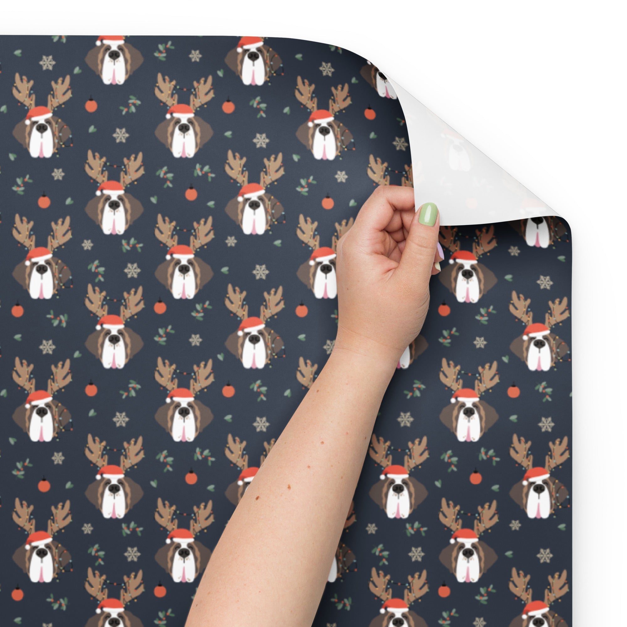 Reindeer Saint Bernard Wrapping Paper Sheets - Lucy + Norman