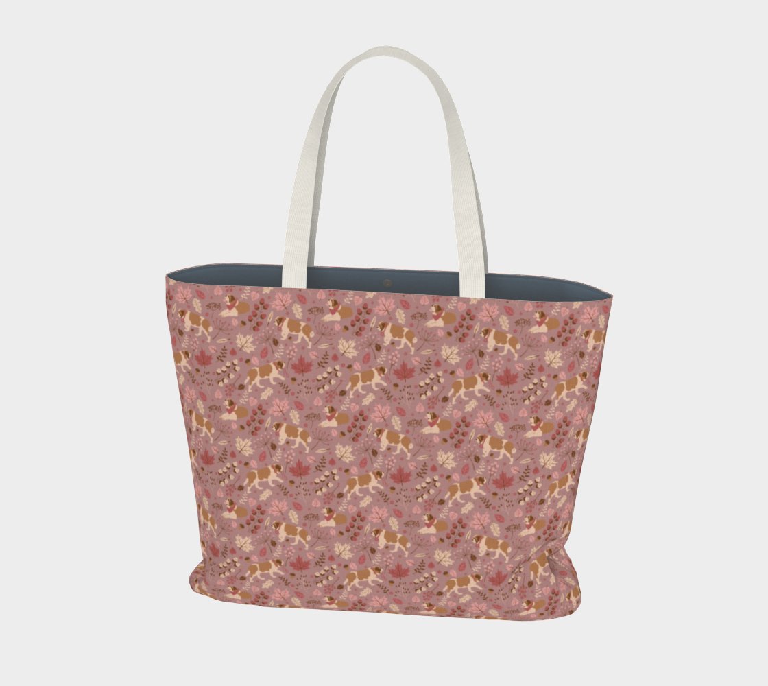 Rosy Fall St Bernard Large Tote Bag - Lucy + Norman