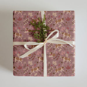 Rosy Fall St Bernard Wrapping Paper Sheets - Lucy + Norman