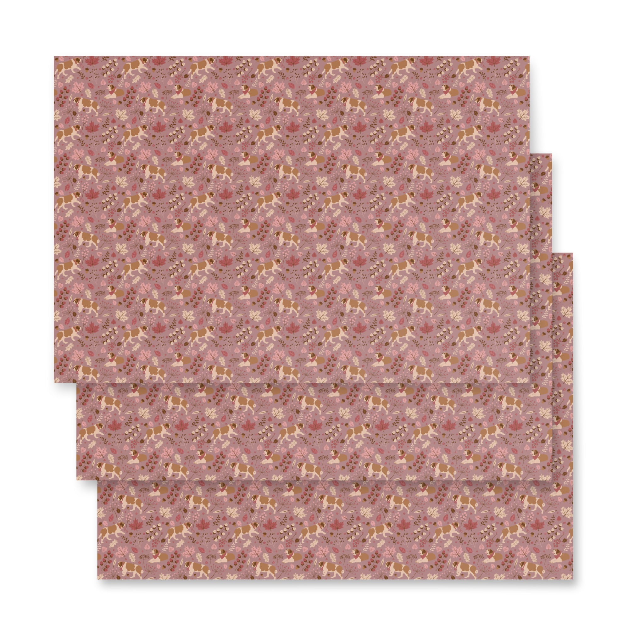 Rosy Fall St Bernard Wrapping Paper Sheets - Lucy + Norman