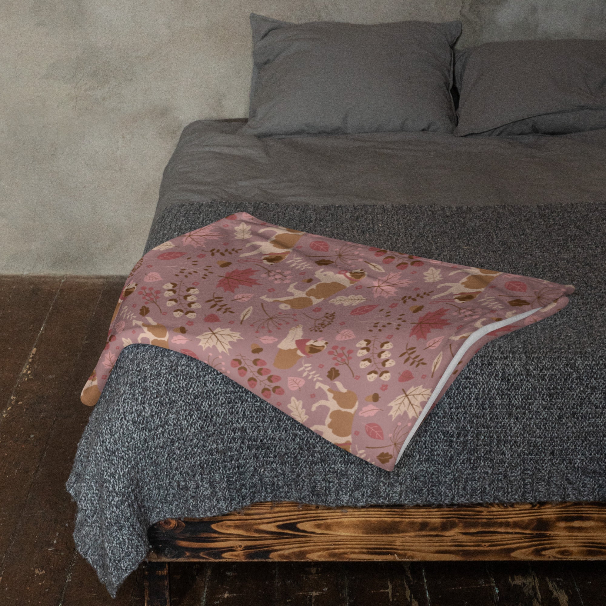 Rosy Fall Walk Fleece Throw Blanket - Lucy + Norman