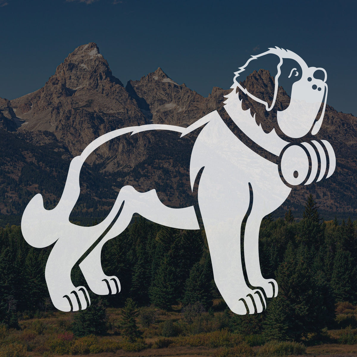 Saint Bernard Dog with Barrel Decal - Lucy + Norman