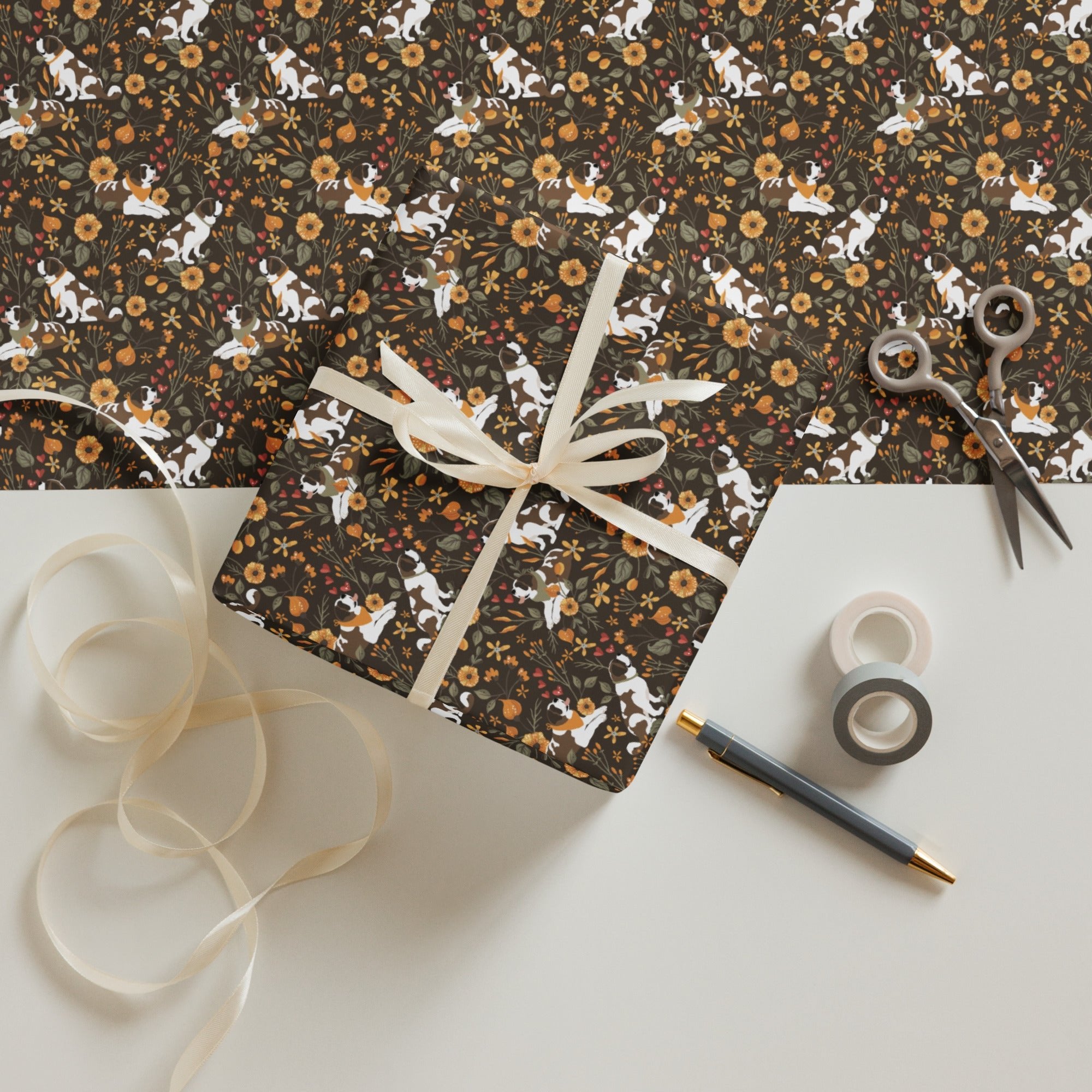 Saint Bernard Fall Wrapping Paper Sheets - Lucy + Norman