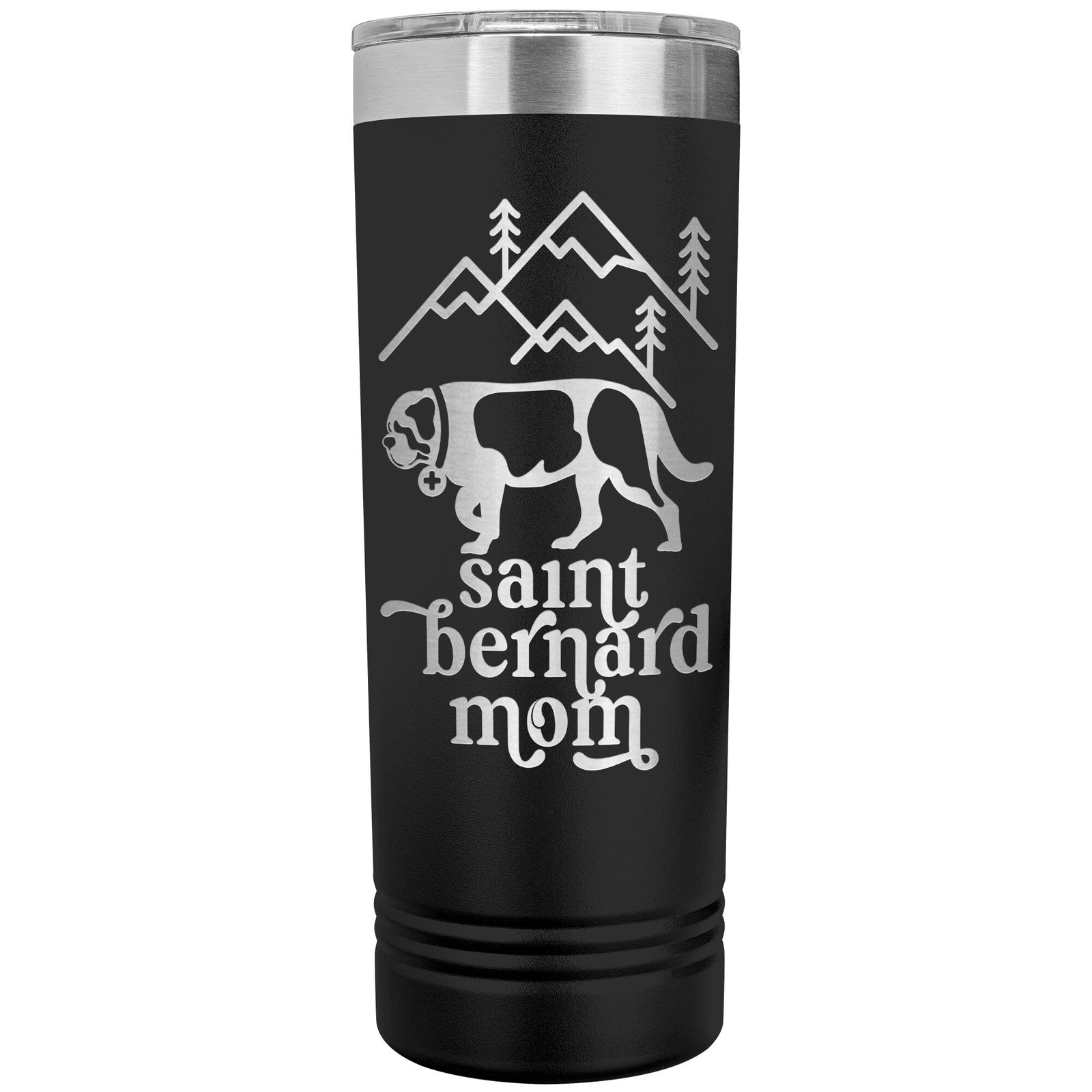 Saint Bernard Mom + Mountains Skinny Tumbler - Lucy + Norman