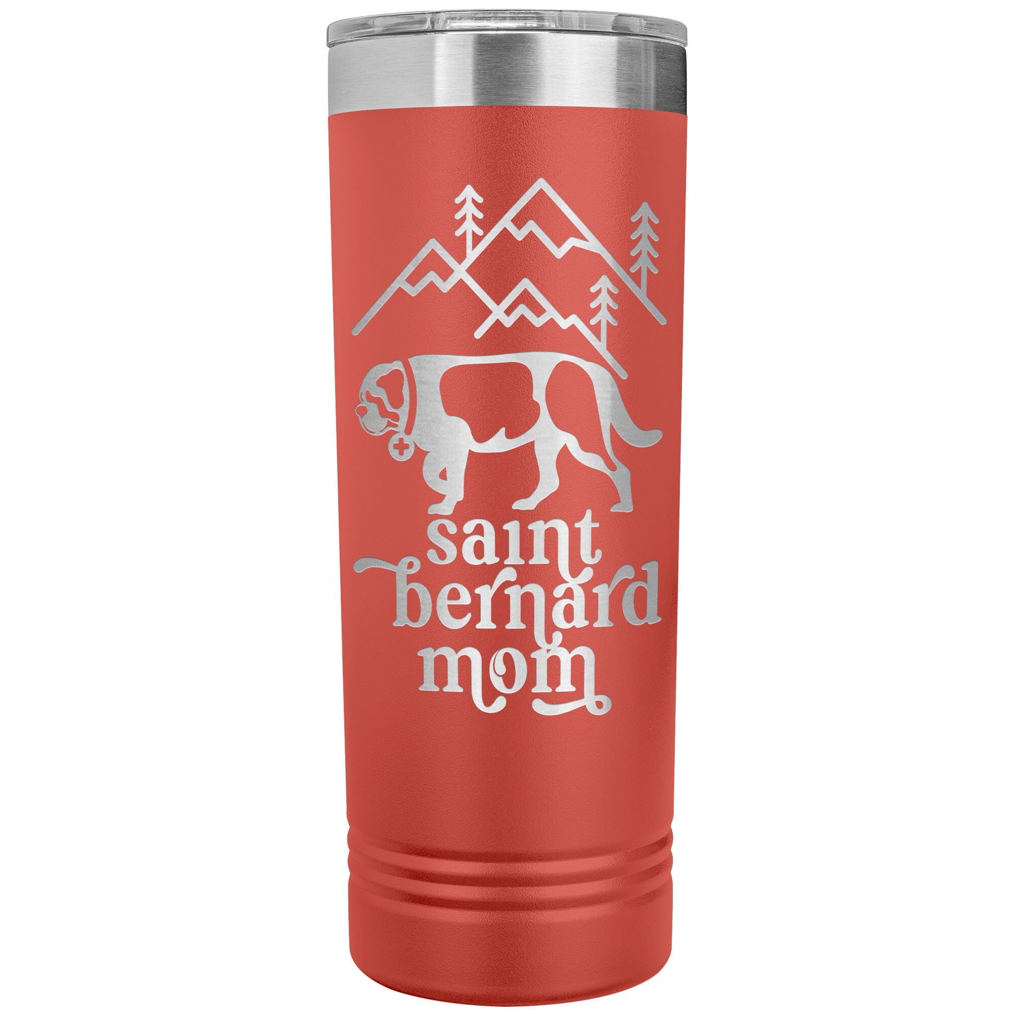 Saint Bernard Mom + Mountains Skinny Tumbler - Lucy + Norman