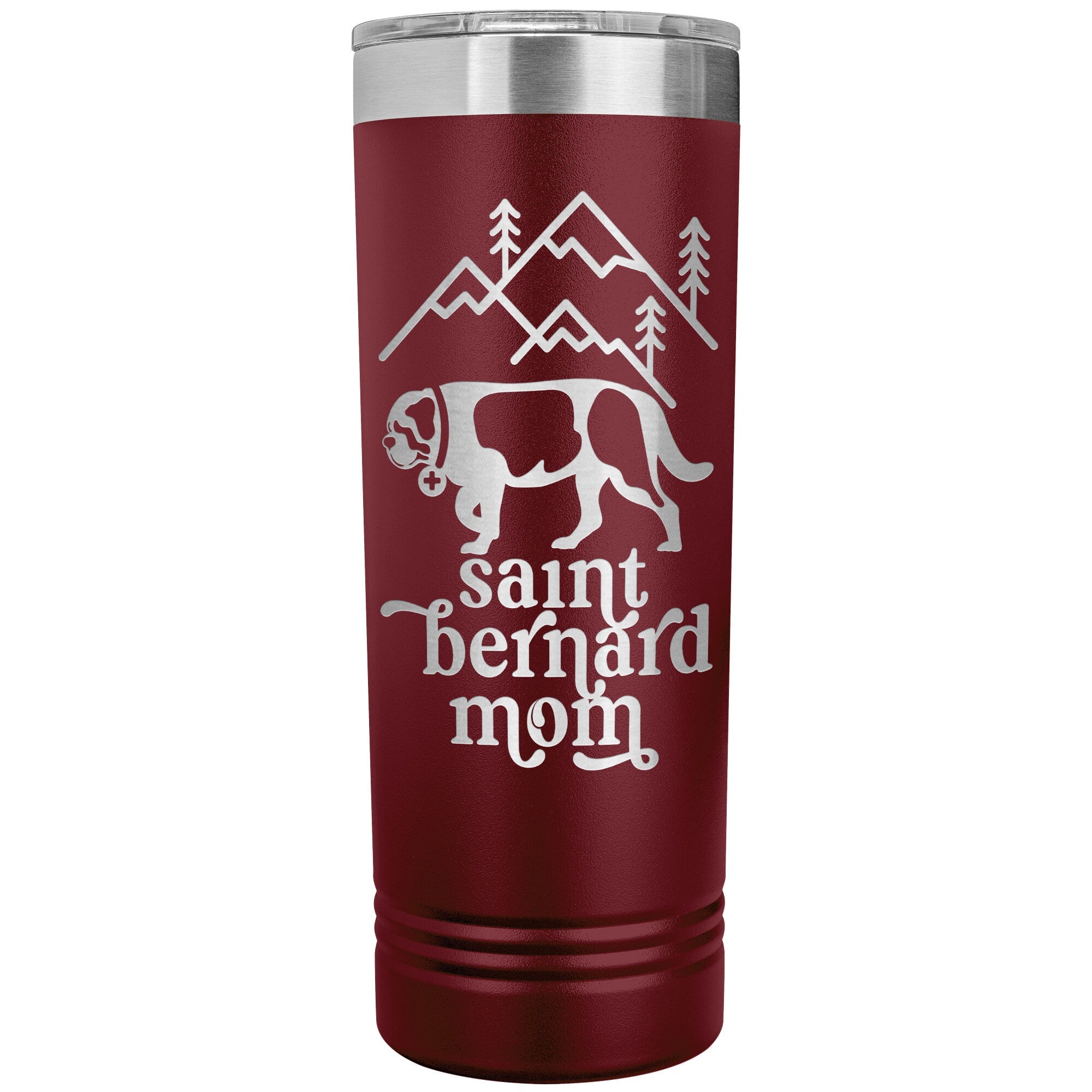 Saint Bernard Mom + Mountains Skinny Tumbler - Lucy + Norman