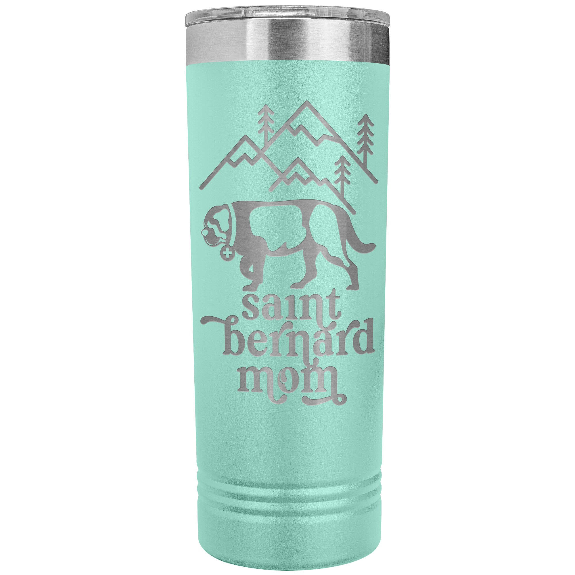 Saint Bernard Mom + Mountains Skinny Tumbler - Lucy + Norman