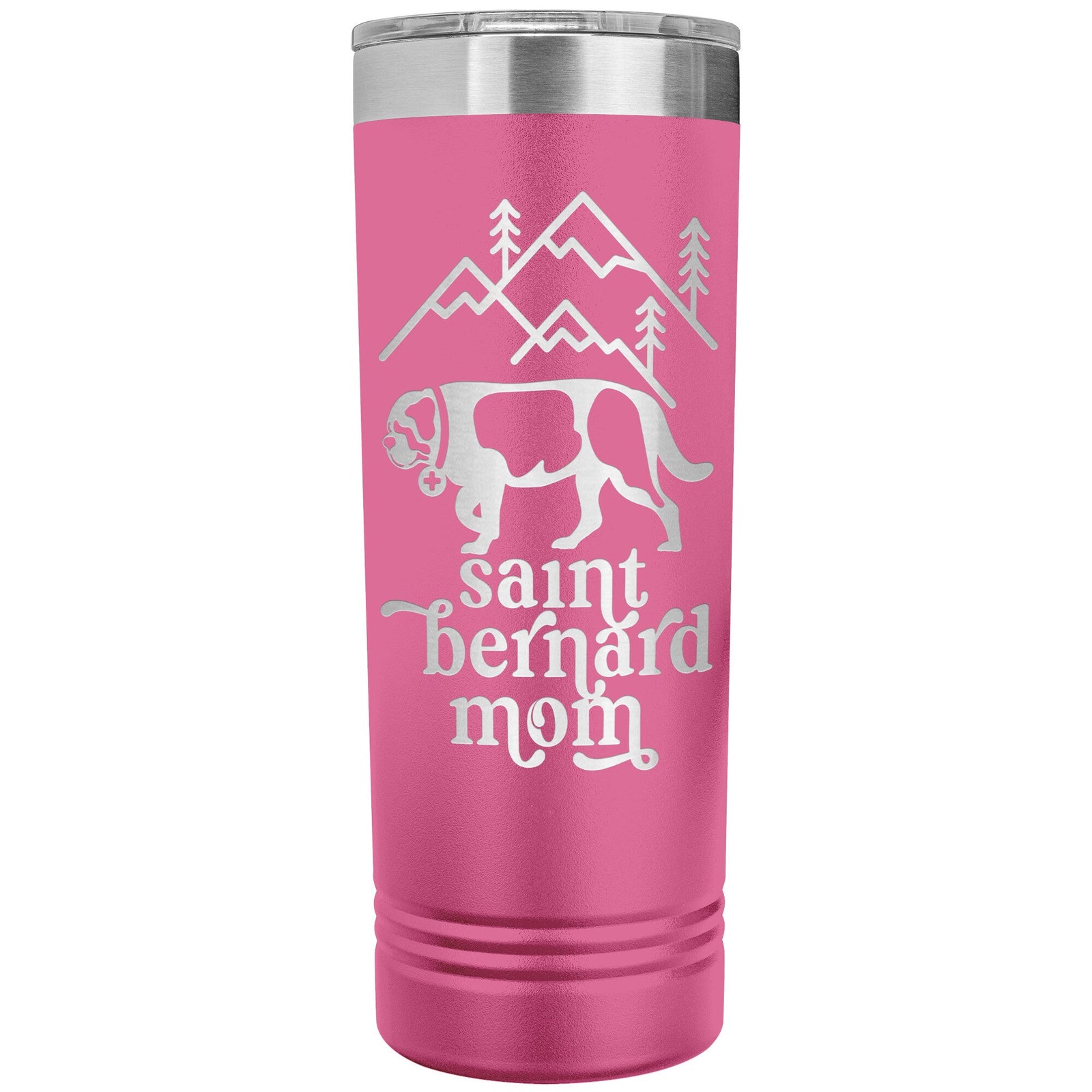 Saint Bernard Mom + Mountains Skinny Tumbler - Lucy + Norman