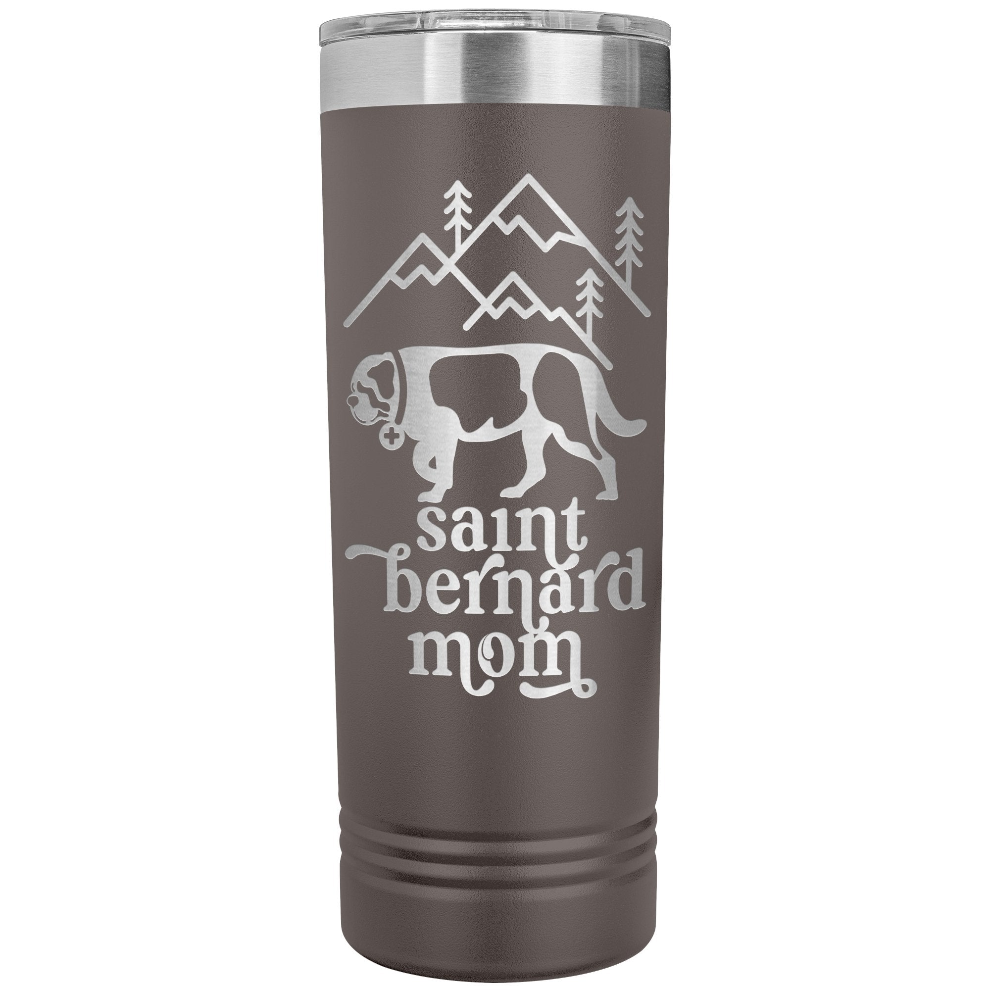 Saint Bernard Mom + Mountains Skinny Tumbler - Lucy + Norman