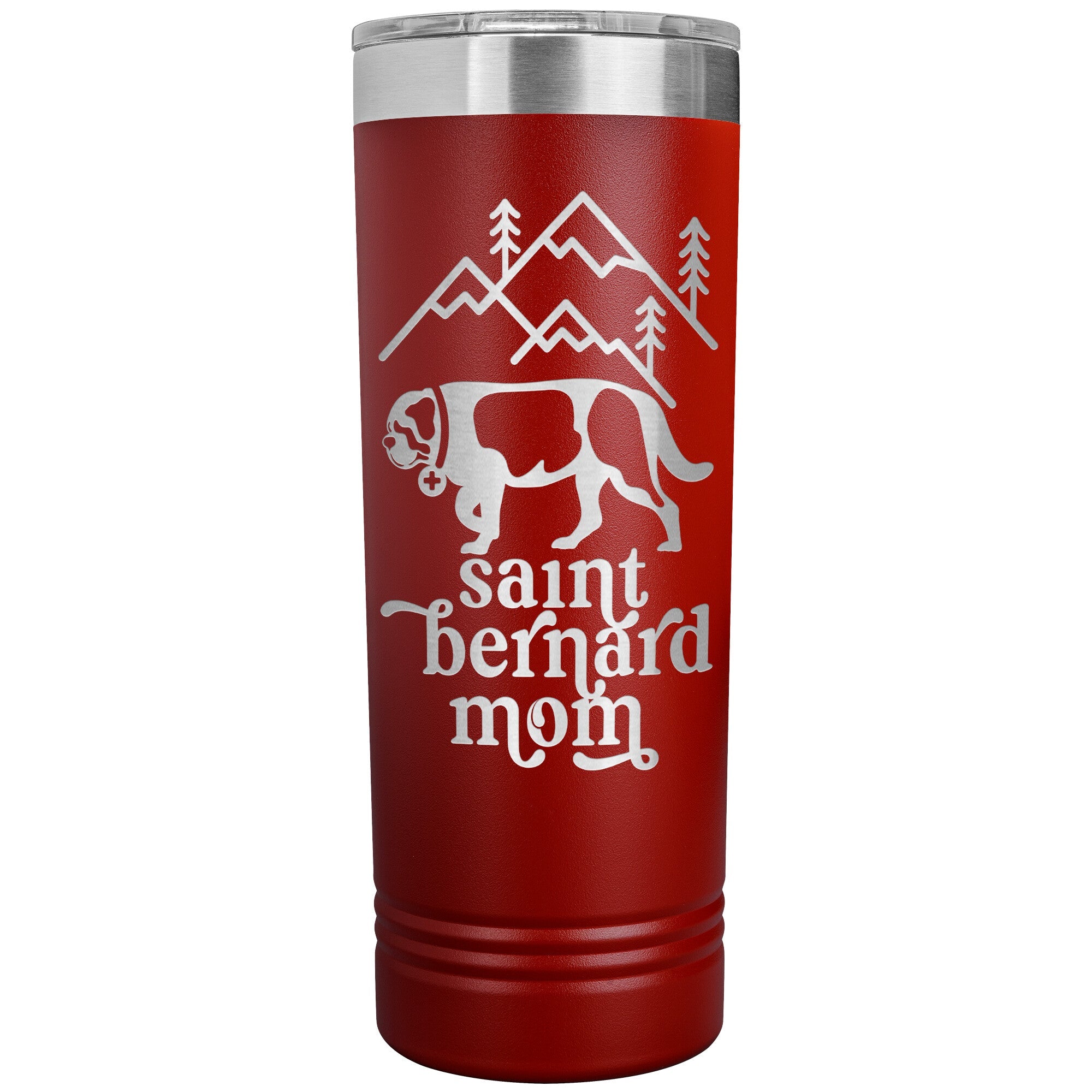 Saint Bernard Mom + Mountains Skinny Tumbler - Lucy + Norman