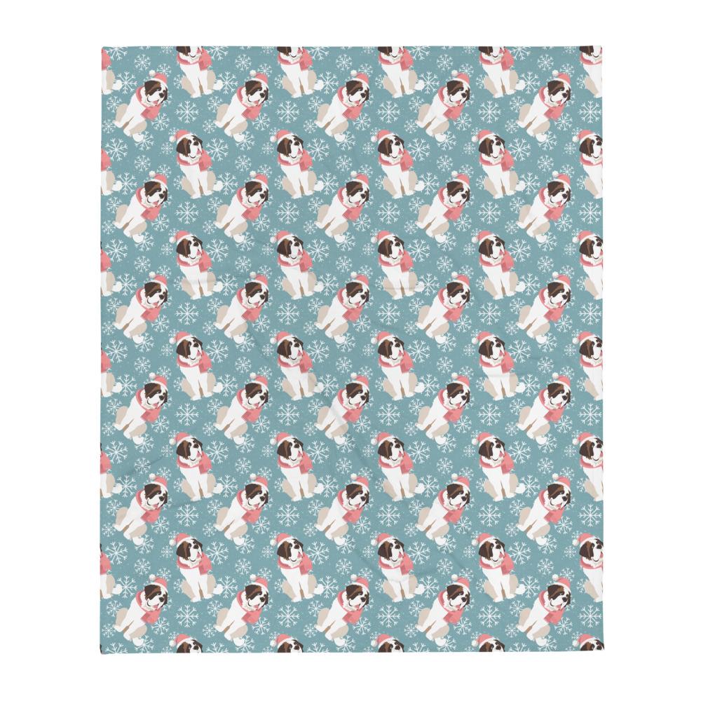 Snowflake St Bernard Dog Christmas Throw Blanket - Lucy + Norman