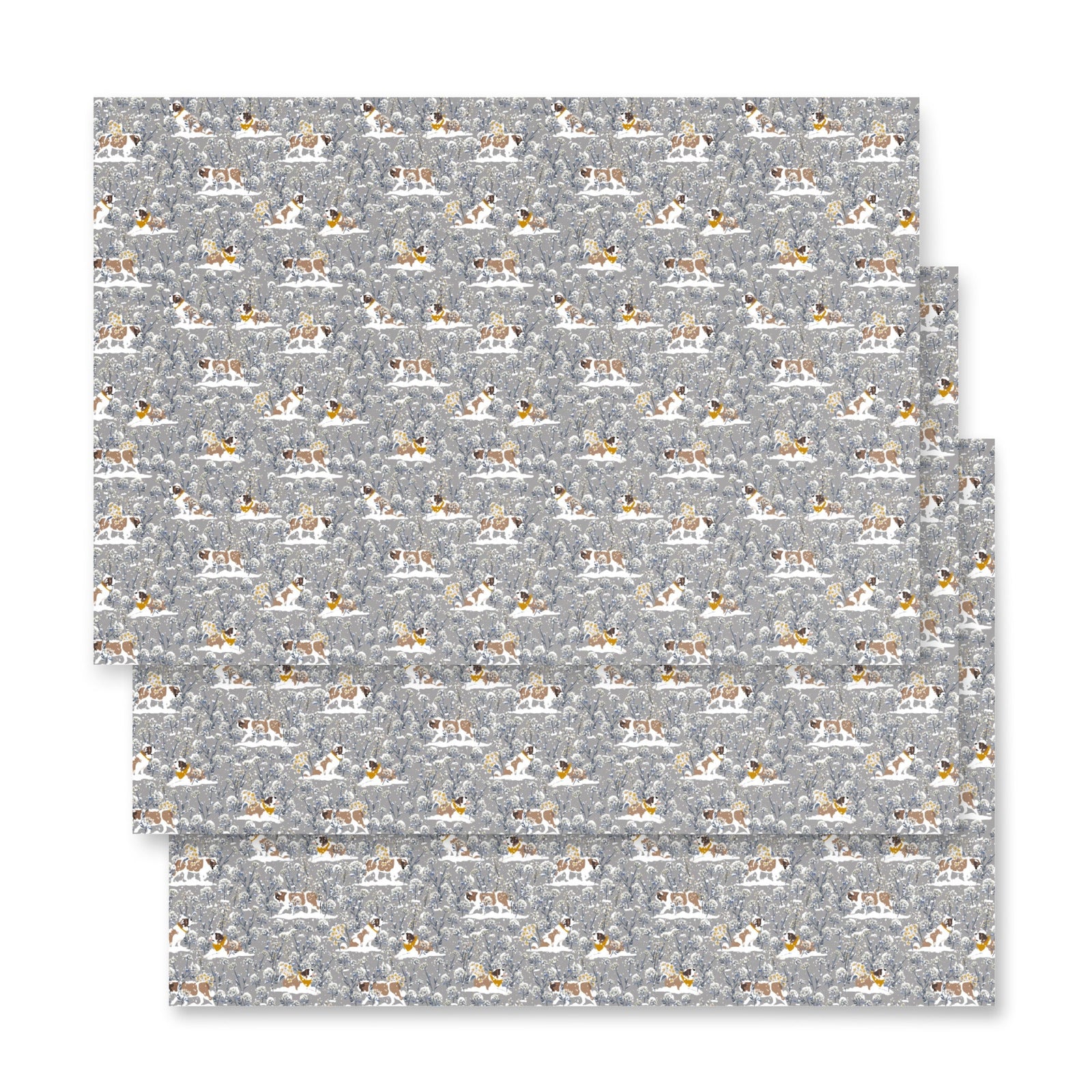 Snowflowers St Bernard Wrapping Paper Sheets - Lucy + Norman