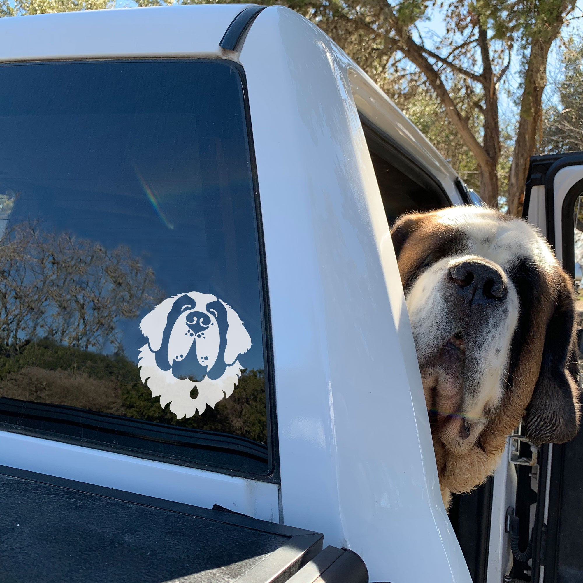 St Bernard Car Window Decal - Lucy + Norman