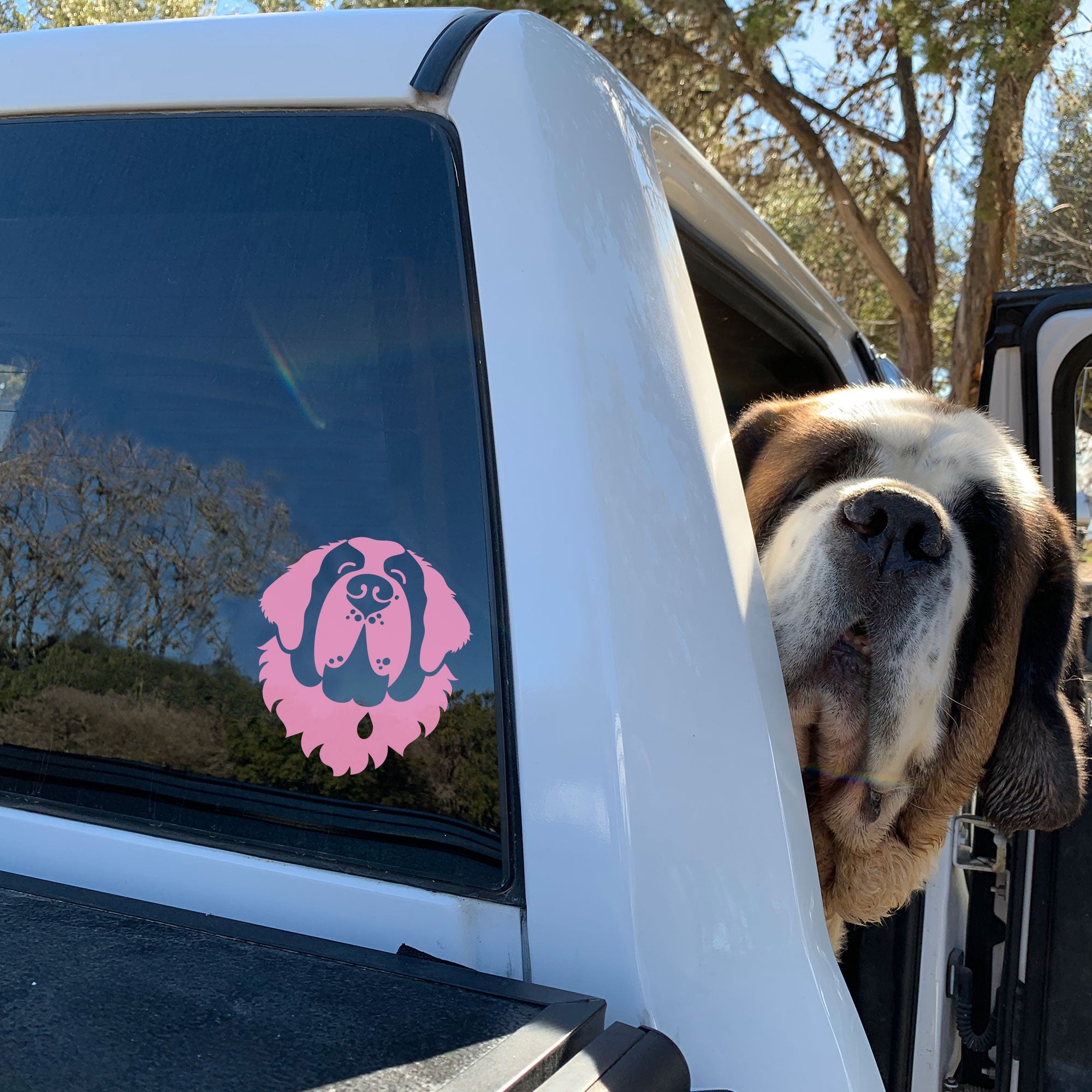 St Bernard Car Window Decal - Lucy + Norman