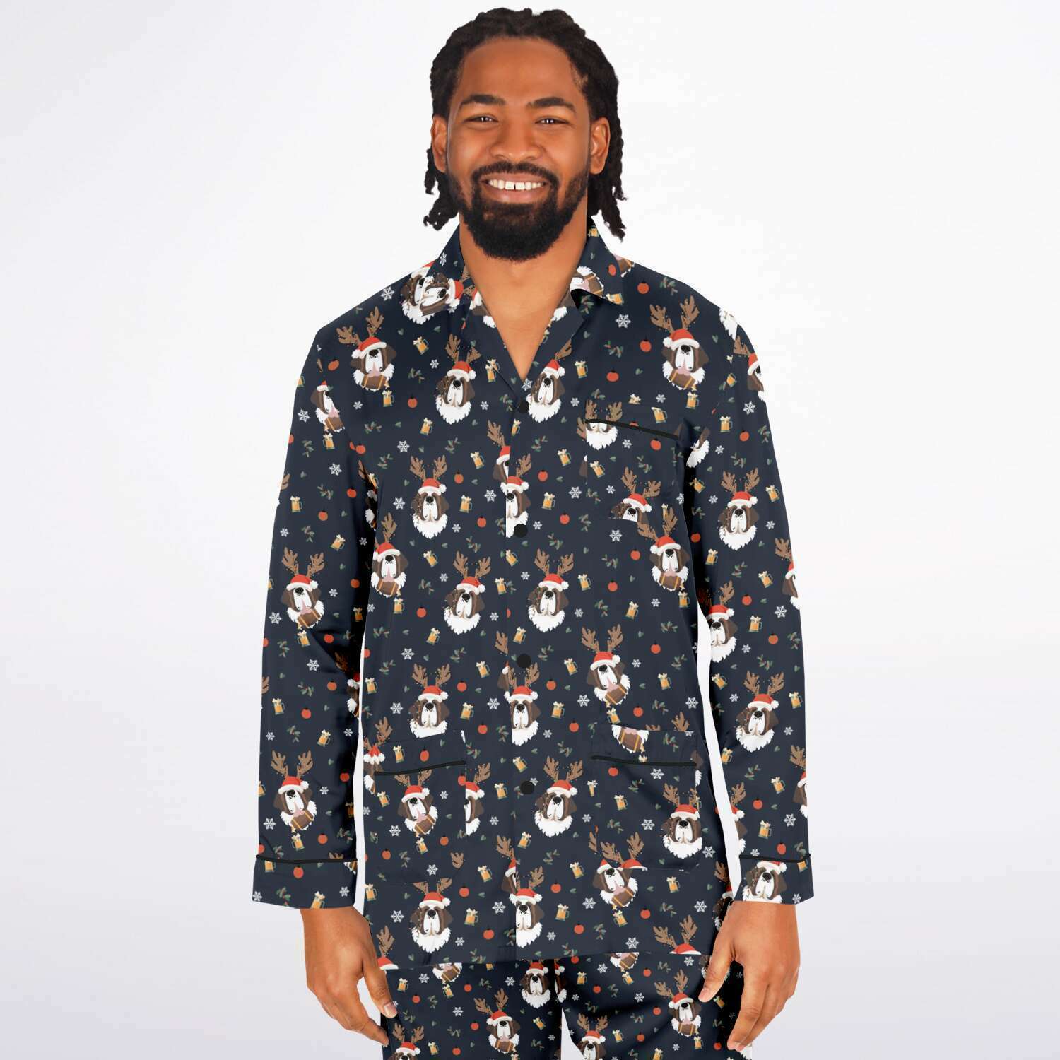 St Bernard Christmas Beer Men's Satin Pajamas - Lucy + Norman
