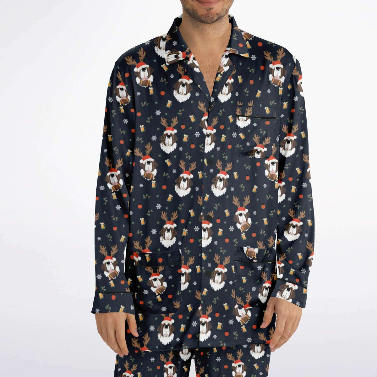 St Bernard Christmas Beer Men's Satin Pajamas - Lucy + Norman