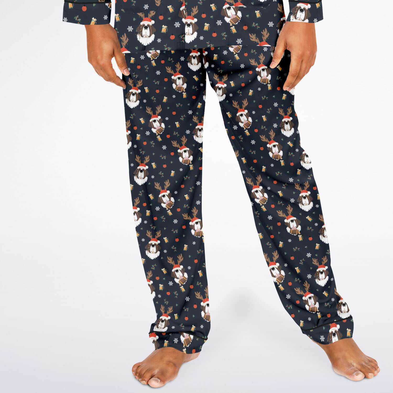 St Bernard Christmas Beer Men's Satin Pajamas - Lucy + Norman