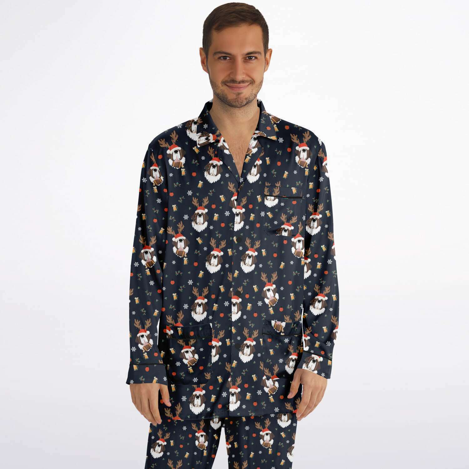 St Bernard Christmas Beer Men's Satin Pajamas - Lucy + Norman