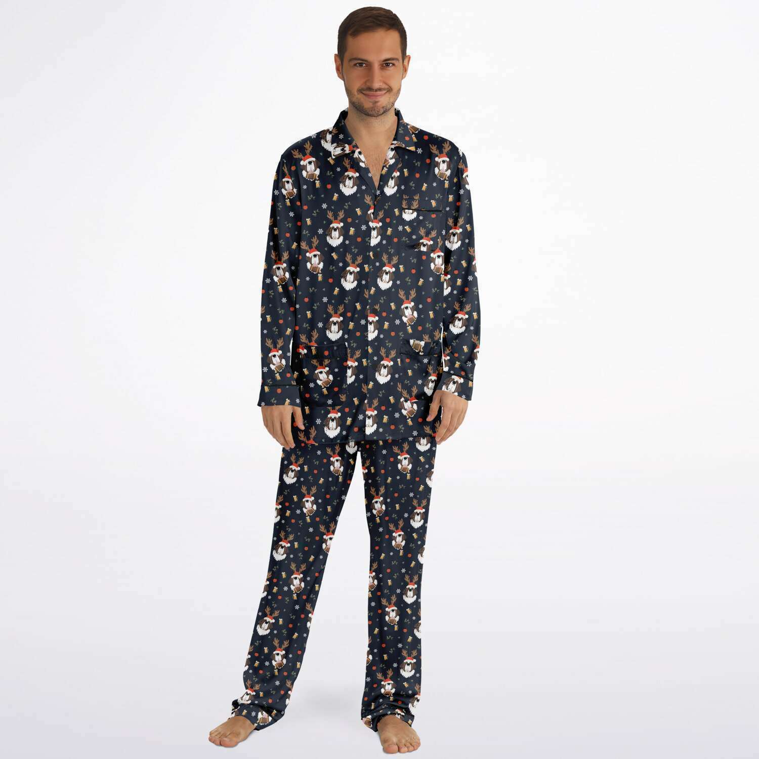 St Bernard Christmas Beer Men's Satin Pajamas - Lucy + Norman