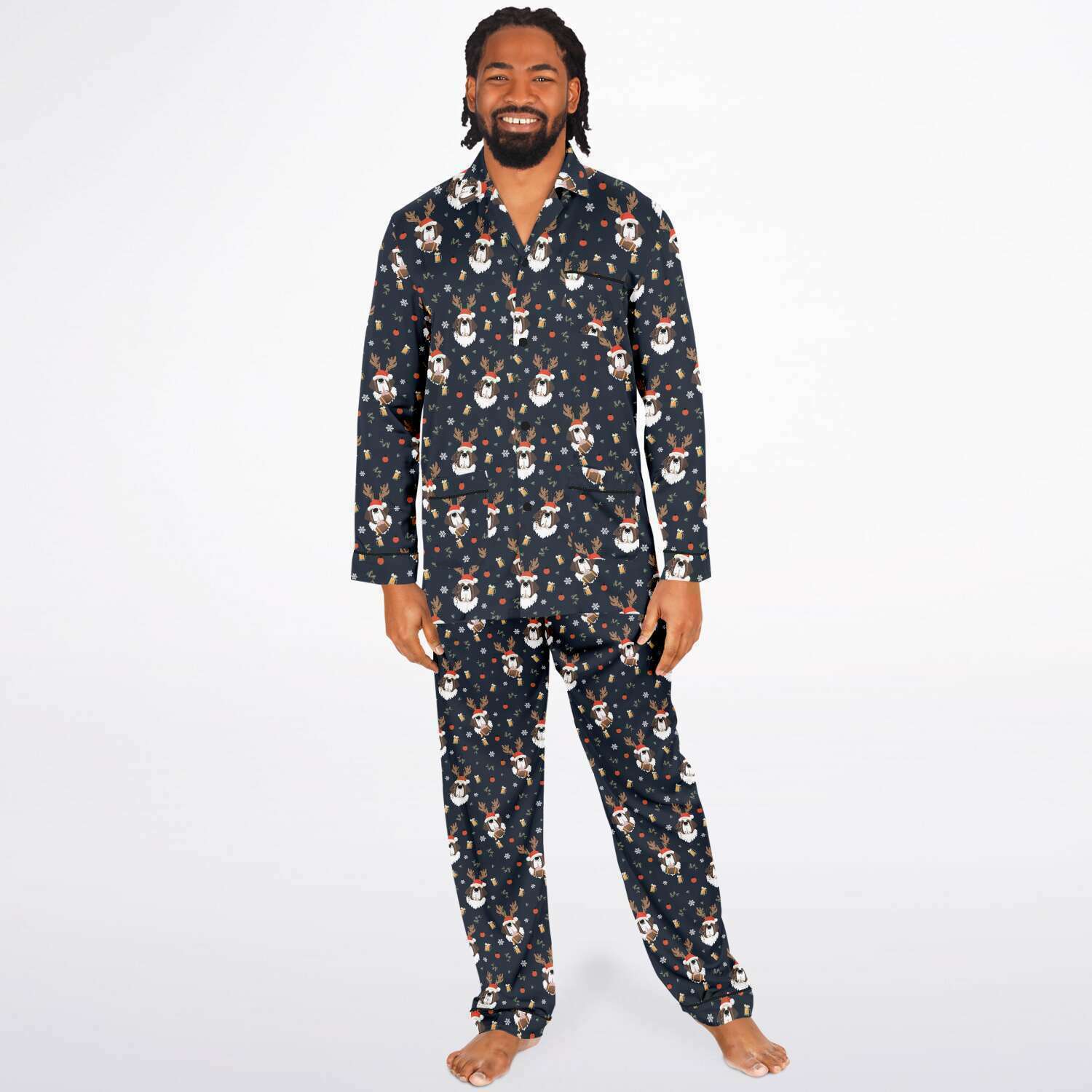 St Bernard Christmas Beer Men's Satin Pajamas - Lucy + Norman