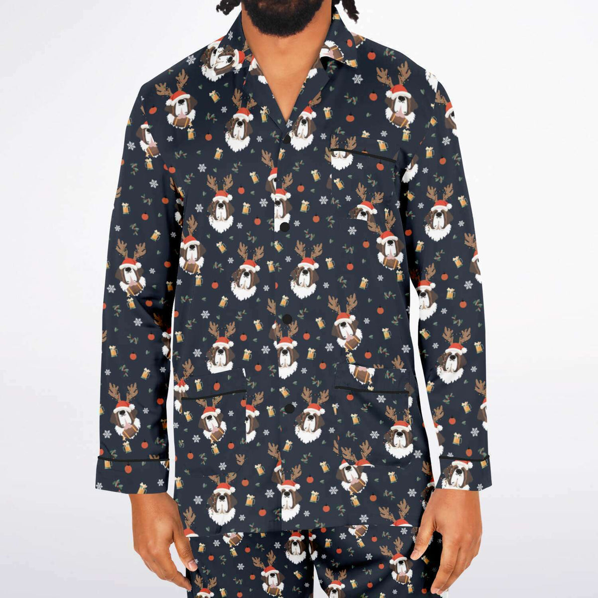 St Bernard Christmas Beer Men's Satin Pajamas - Lucy + Norman