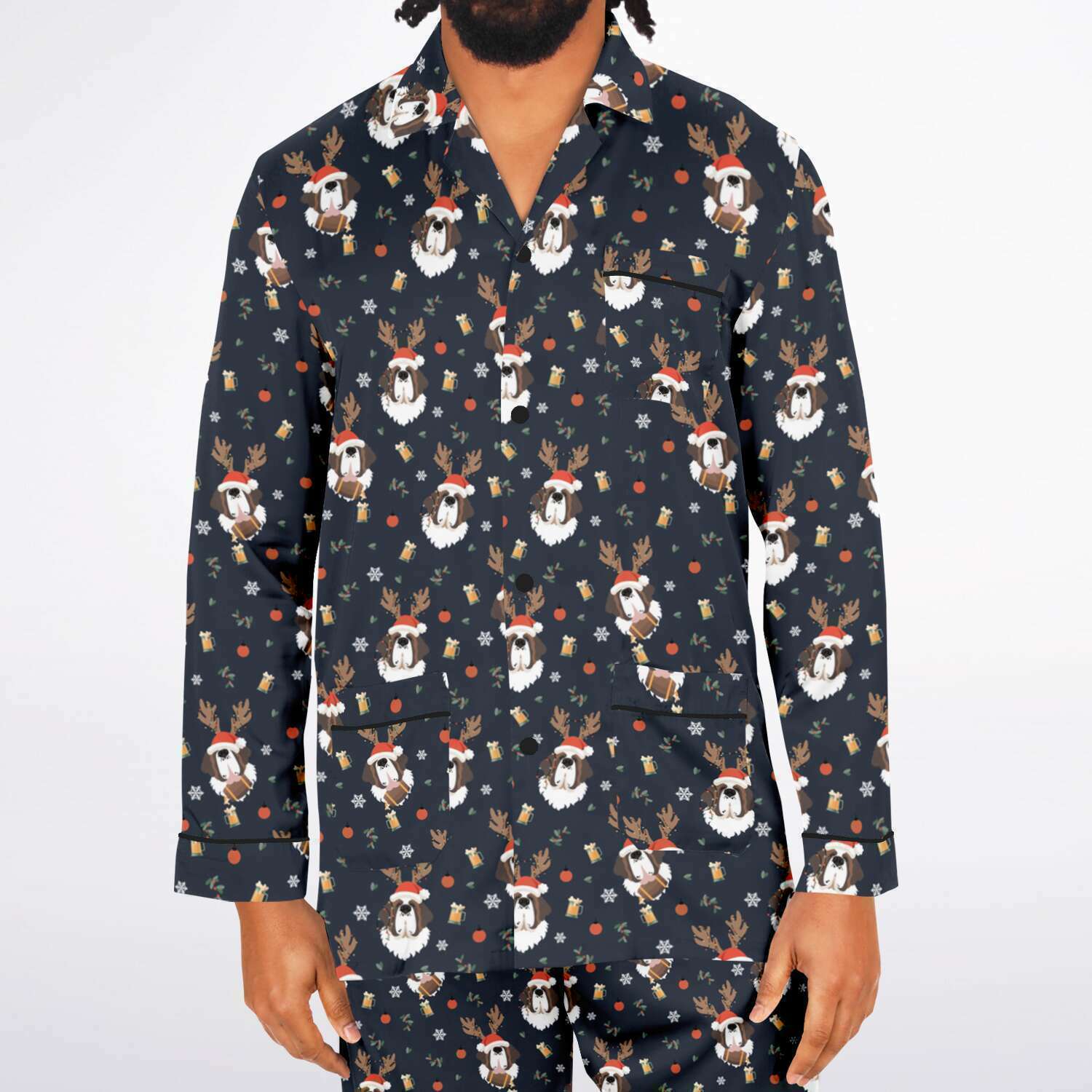 St Bernard Christmas Beer Men's Satin Pajamas - Lucy + Norman
