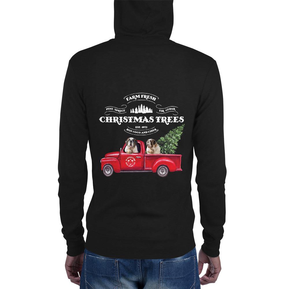 St Bernard Christmas Truck Unisex Lightweight Zip Hoodie - Lucy + Norman