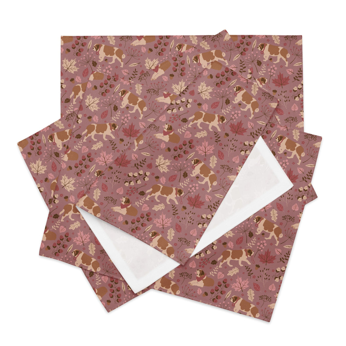 St Bernard Dog Rosy Fall Placemat Set - Lucy + Norman