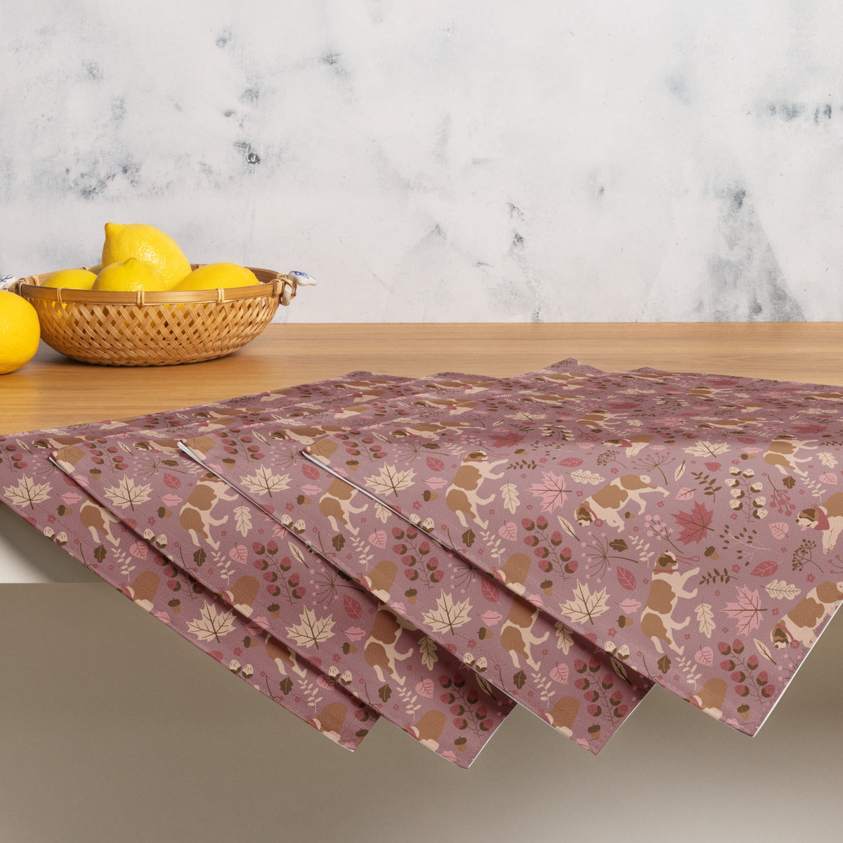 St Bernard Dog Rosy Fall Placemat Set - Lucy + Norman