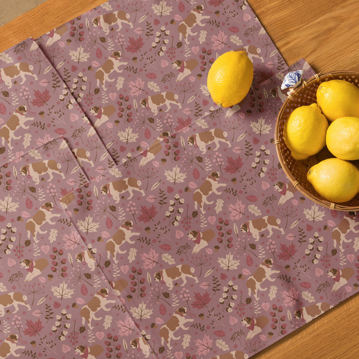St Bernard Dog Rosy Fall Placemat Set - Lucy + Norman