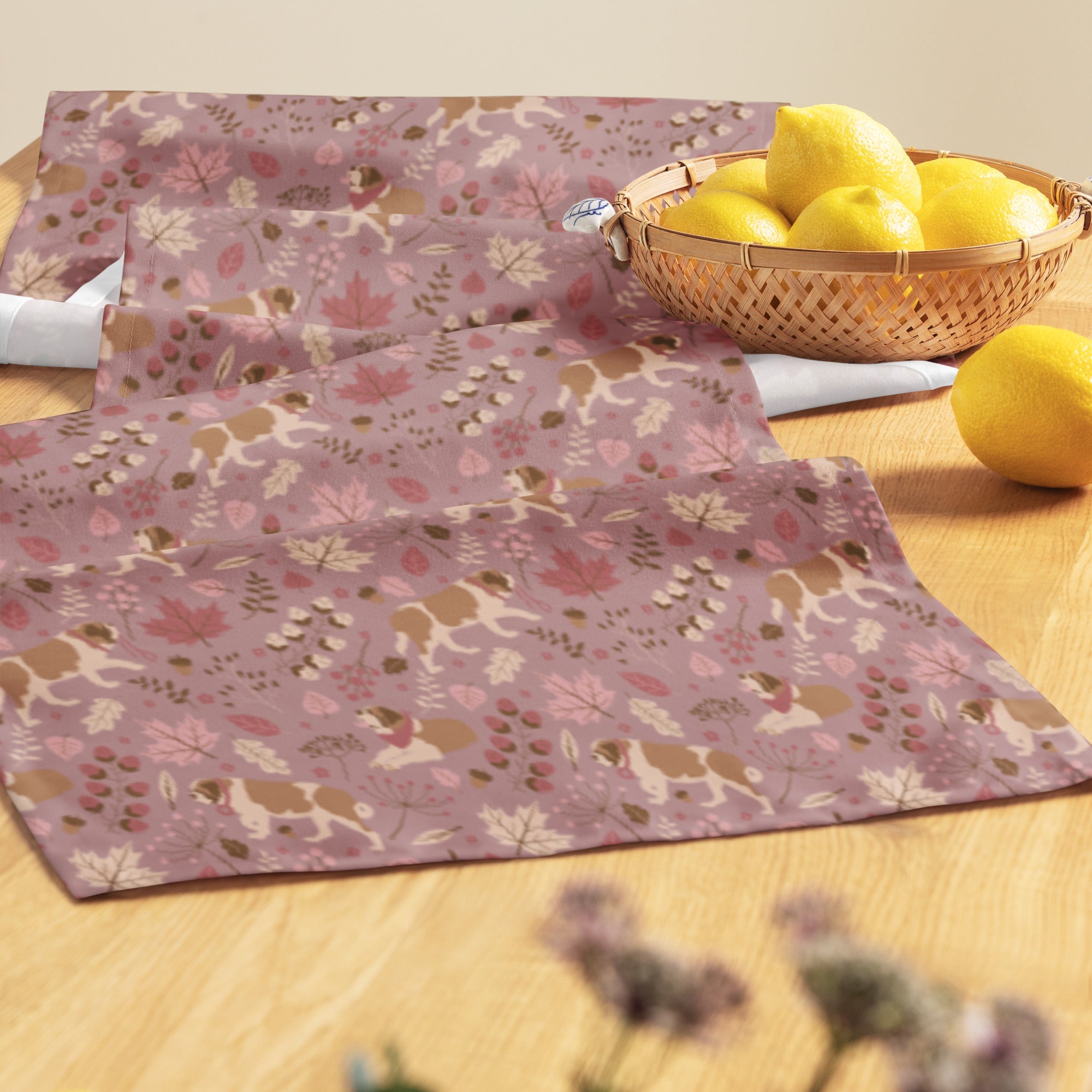 St Bernard Dog Rosy Fall Table Runner - Lucy + Norman