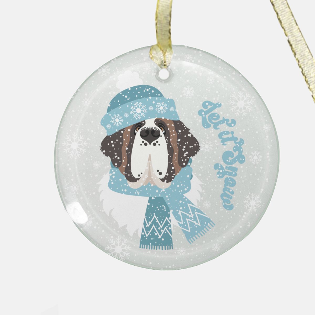 St Bernard Let It Snow Glass Ornament - Lucy + Norman