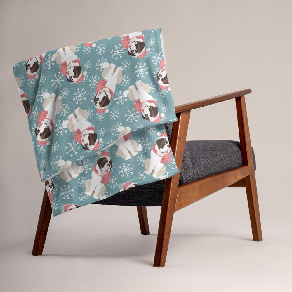 St Bernard Lucy Christmas Throw Blanket - Lucy + Norman
