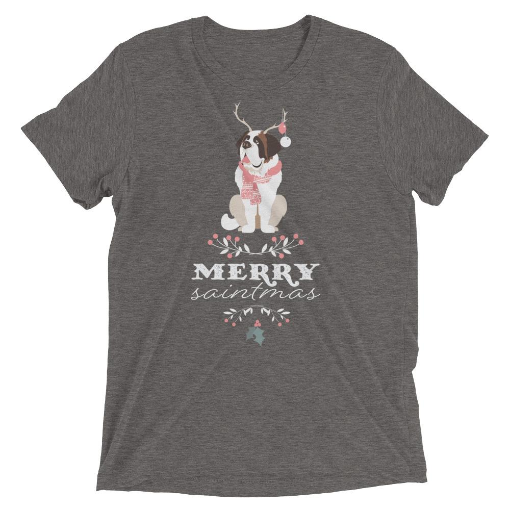 St Bernard Merry Saintmas Women&#39;s Tri-Blend T-Shirt - Lucy + Norman