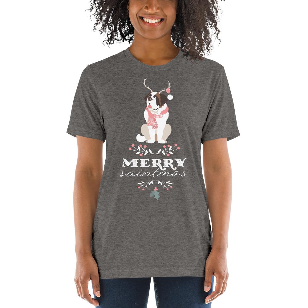 St Bernard Merry Saintmas Women's Tri-Blend T-Shirt - Lucy + Norman