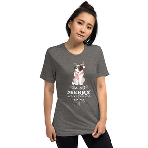 St Bernard Merry Saintmas Women's Tri-Blend T-Shirt - Lucy + Norman