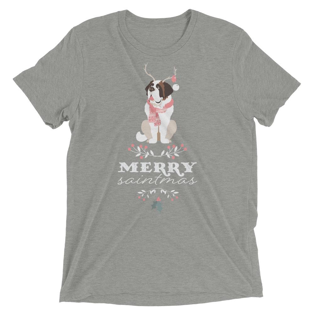 St Bernard Merry Saintmas Women's Tri-Blend T-Shirt - Lucy + Norman