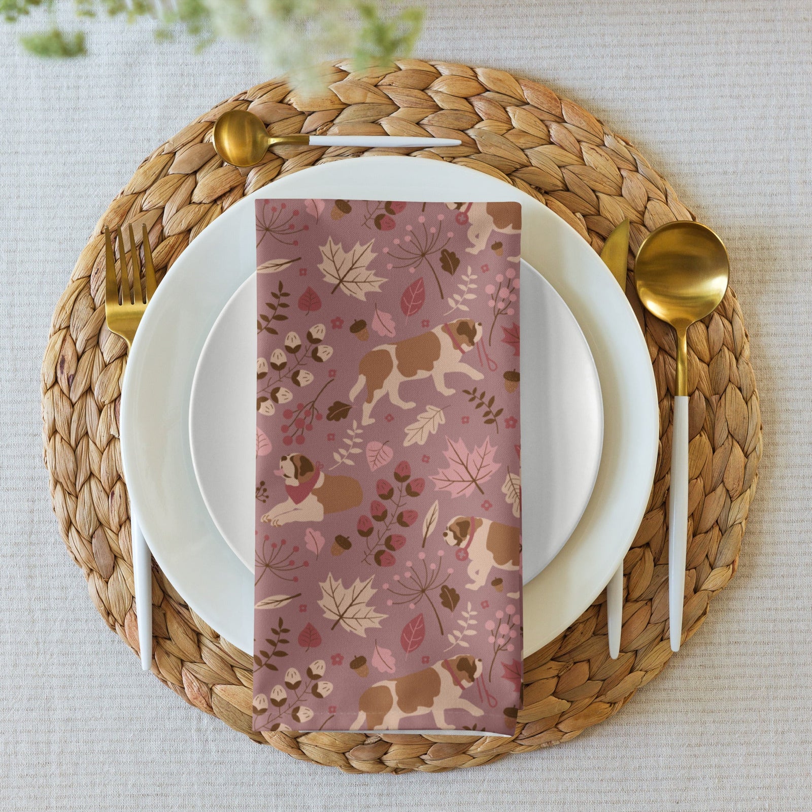 St Bernard Rosy Fall Cloth Napkin Set - Lucy + Norman