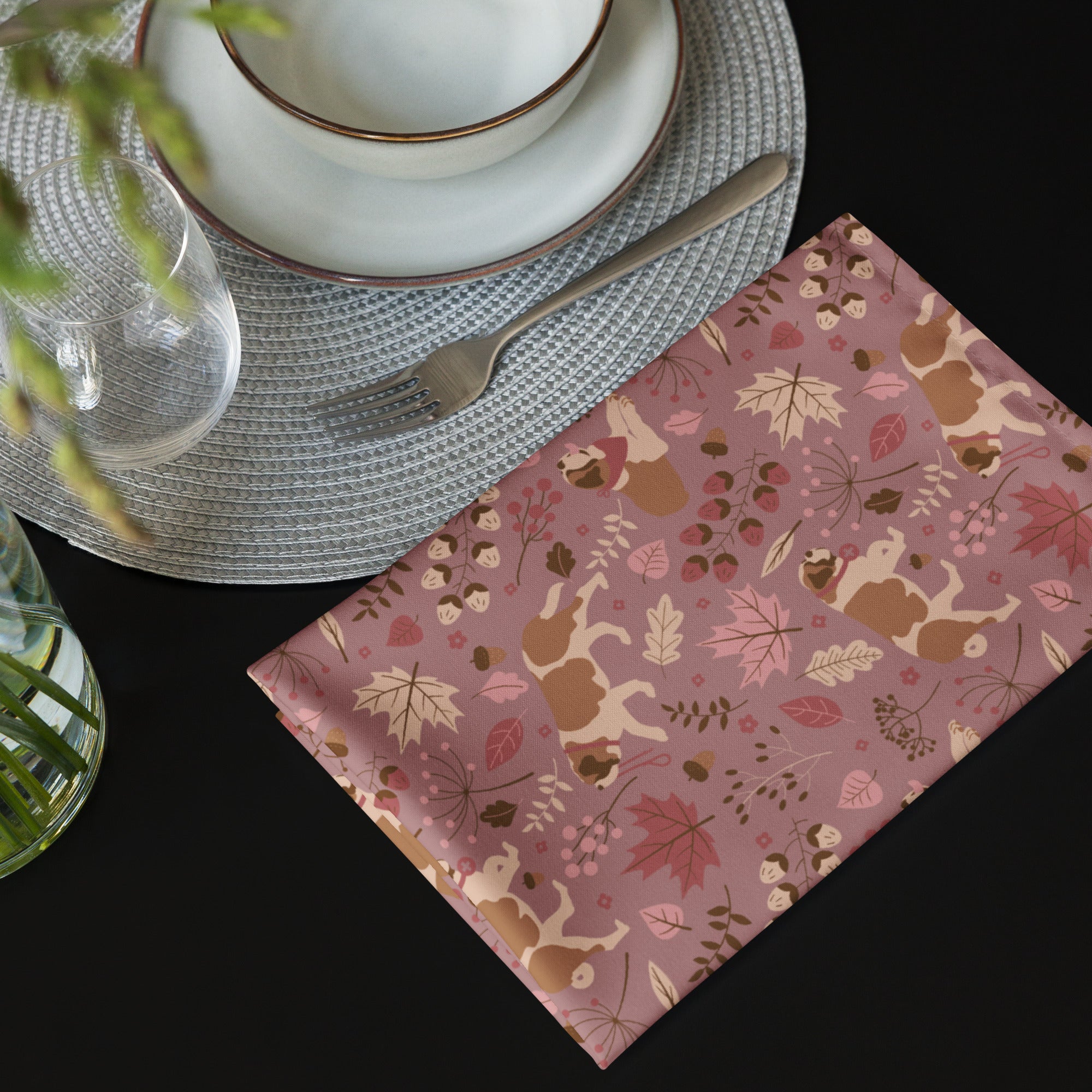 St Bernard Rosy Fall Cloth Napkin Set - Lucy + Norman