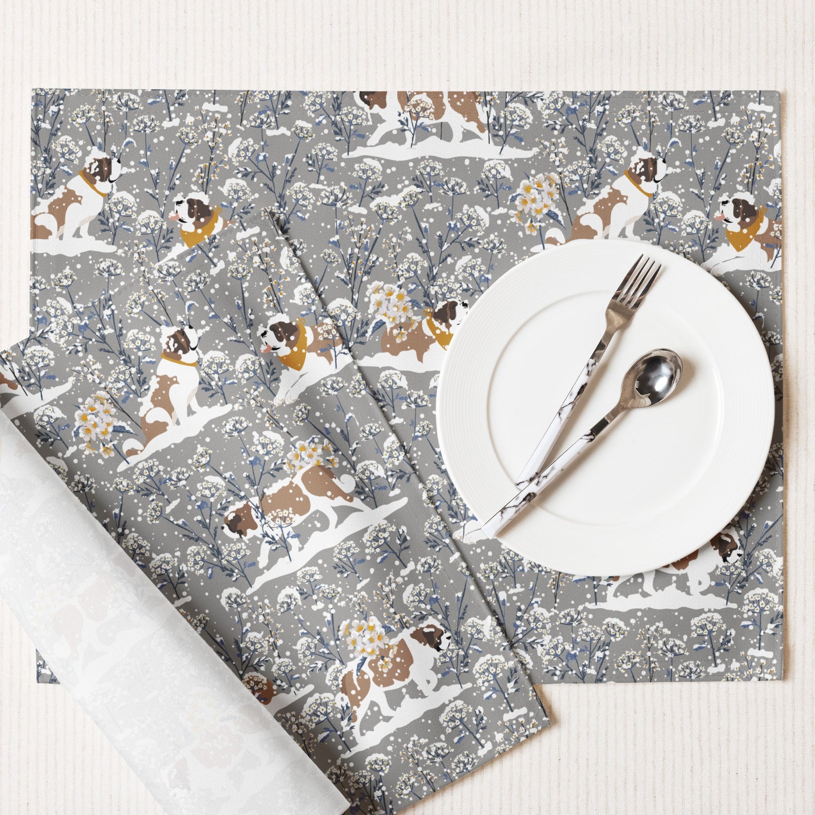 St Bernard Snowflower Placemat Set - Lucy + Norman